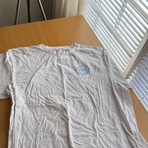 Yeti White Tee with Light Blue Emblem
